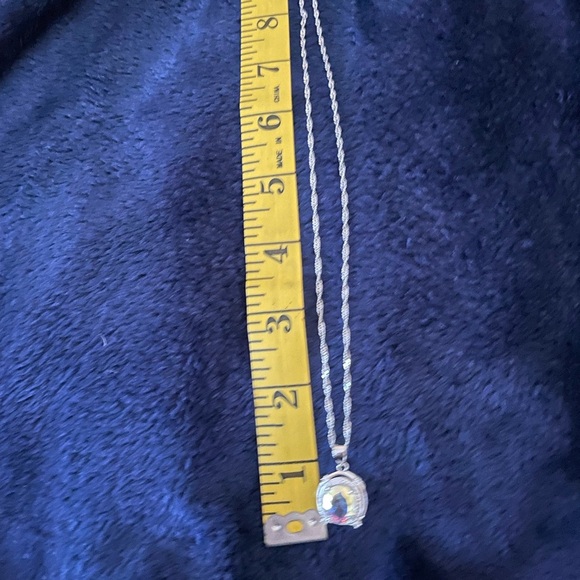 New in box necklace. Delicate silver chain with simulated fire opal m - Picture 4 of 5